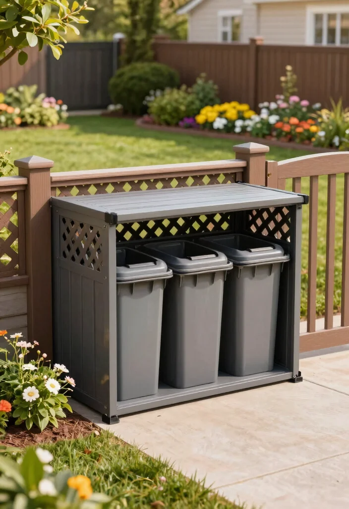 13 Clever Garbage Bin Storage Shed Ideas Hide Trash 8. Fence integrated Bin Storage 0