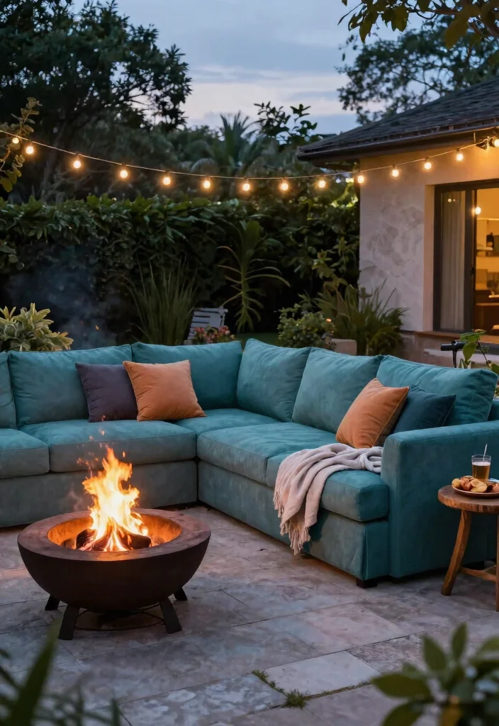 13 Cozy Outdoor Fireplace Seating Ideas for Gatherings 1. Oversized Sectional Sofas 0