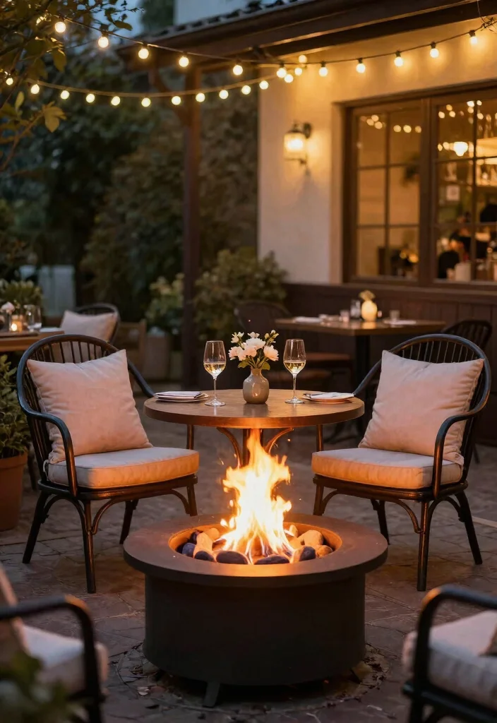 13 Cozy Outdoor Fireplace Seating Ideas for Gatherings 13. Small Bistro Tables 0