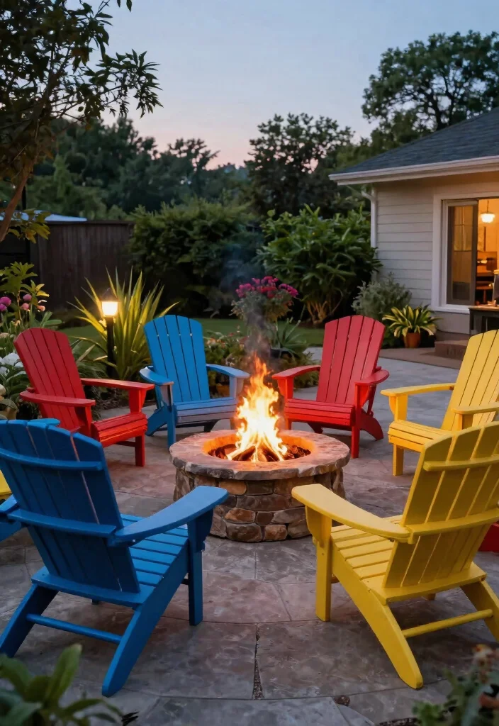 13 Cozy Outdoor Fireplace Seating Ideas for Gatherings 2. Adirondack Chairs 0