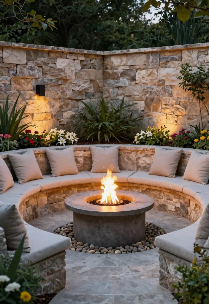 13 Cozy Outdoor Fireplace Seating Ideas for Gatherings 6. Fire Pit Seating Walls 0