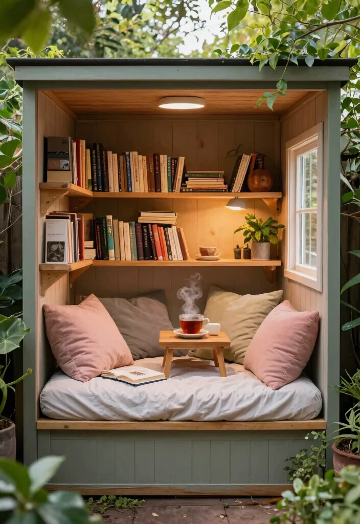 13 Dreamy Storage Shed Tiny House Ideas Conversion 7. Cozy Reading Nook 0