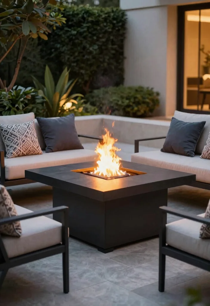 13 Epic Outdoor Grill and Fireplace Ideas for Backyard Entertaining 12. Fire Table for Modern Elegance 0