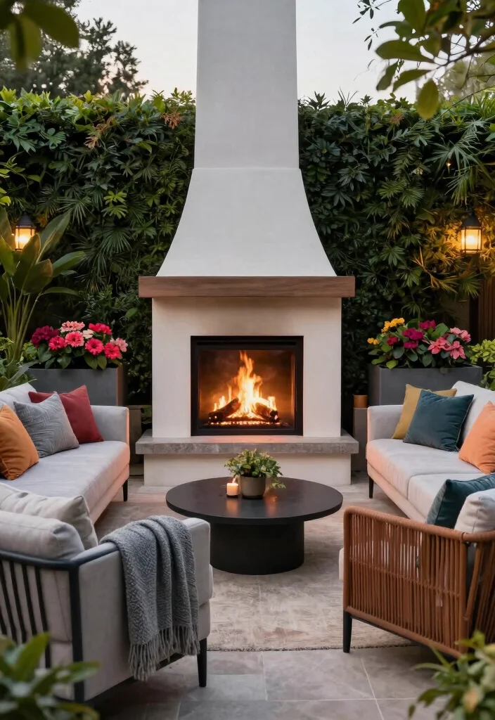 13 Epic Outdoor Grill and Fireplace Ideas for Backyard Entertaining 6. Stylish Outdoor Lounge with Fireplace 0