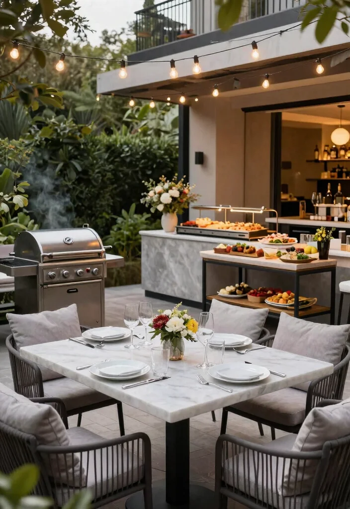 13 Epic Outdoor Grill and Fireplace Ideas for Backyard Entertaining 9. Contemporary Outdoor Dining Area with Grill 0