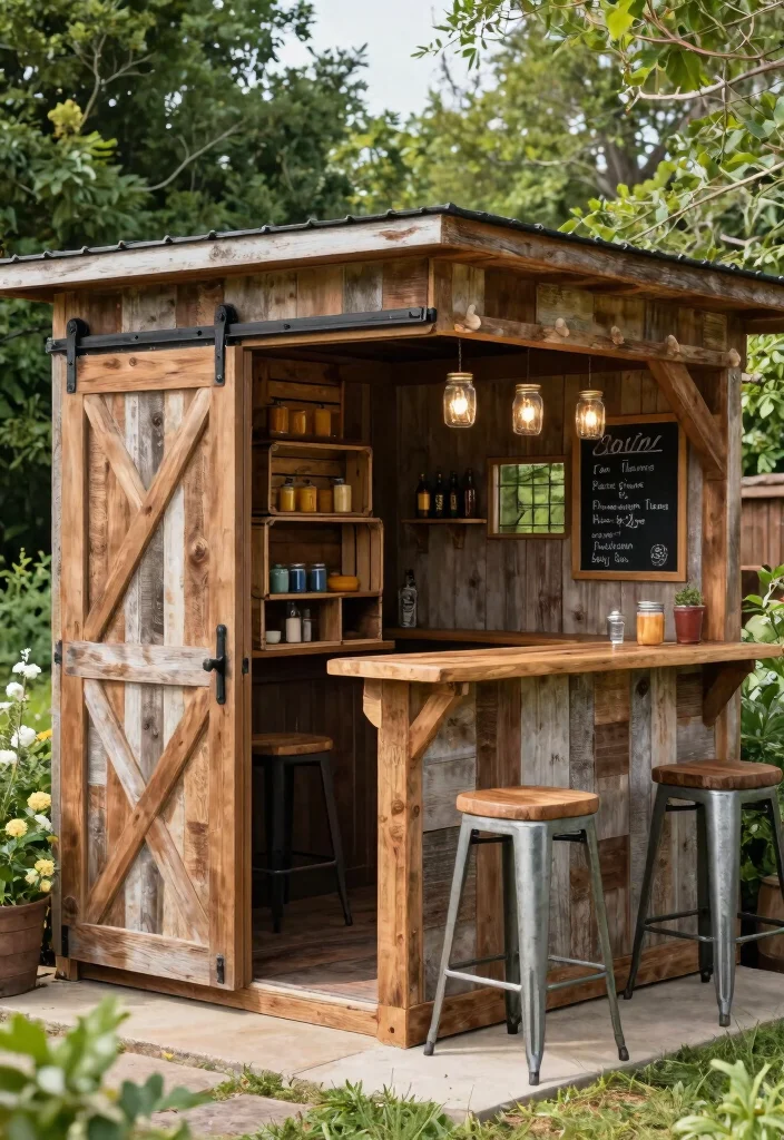 13 Fun Storage Shed Bar Ideas for Backyard Parties 1 13 Fun Storage Shed Bar Ideas for Backyard Parties 1. Rustic Farmhouse Delight 0