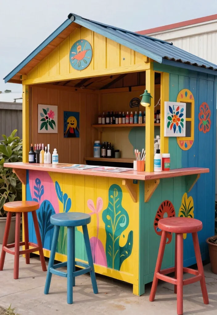 13 Fun Storage Shed Bar Ideas for Backyard Parties 8 13 Fun Storage Shed Bar Ideas for Backyard Parties 8. Artistic DIY Bar 0