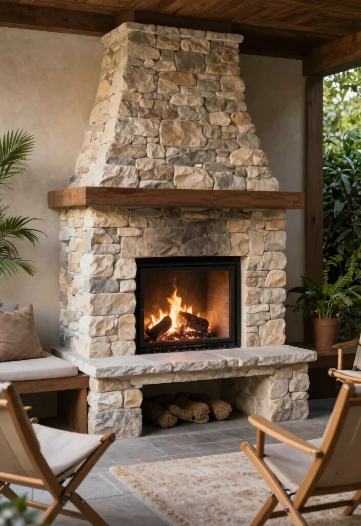 13 Gorgeous Outdoor Rock Fireplace Ideas Natural Look 9. Compact Outdoor Stone Fireplace 0