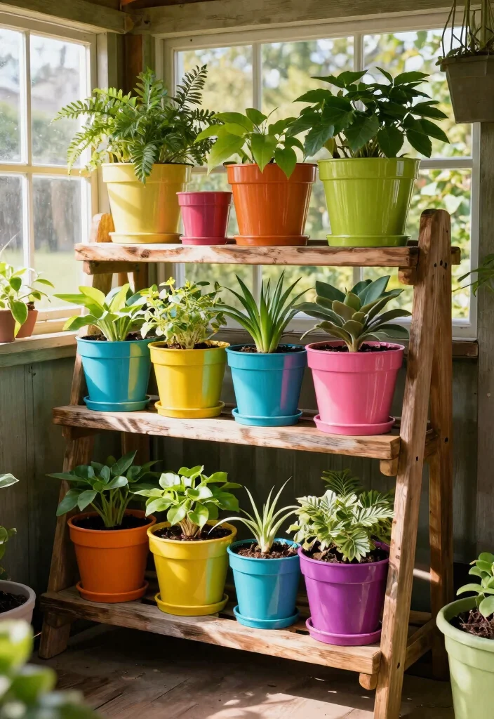 13 Heavy Duty Storage Shed Shelve Ideas DIY Guide 10. Planting Pot Rack 0