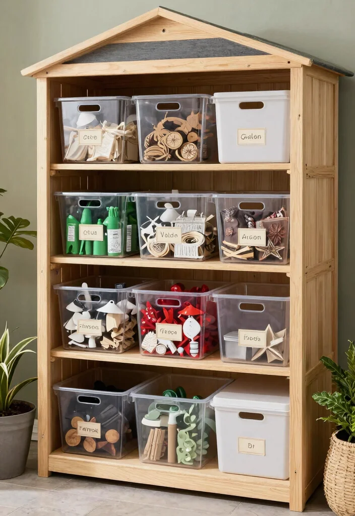 13 Heavy Duty Storage Shed Shelve Ideas DIY Guide 13. Seasonal Decor Storage 0