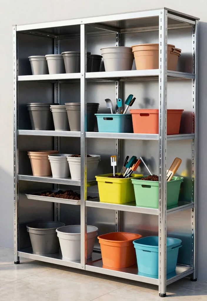 13 Heavy Duty Storage Shed Shelve Ideas DIY Guide 3. Adjustable Metal Shelving Units 0