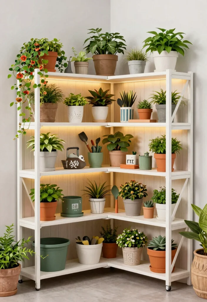 13 Heavy Duty Storage Shed Shelve Ideas DIY Guide 4. Corner Shelves 0