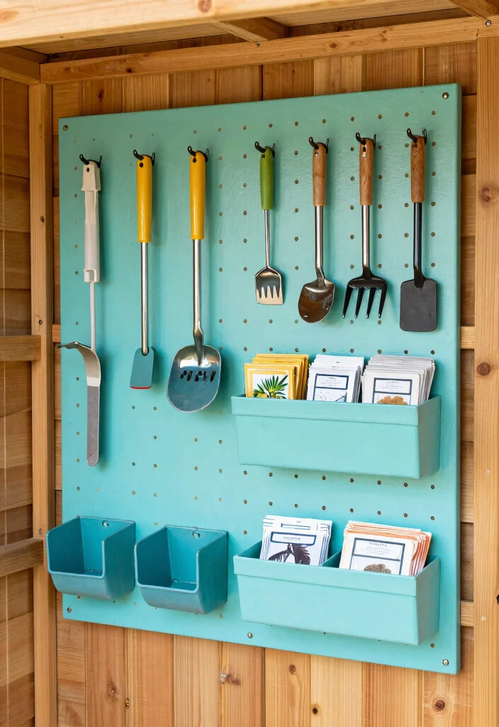 13 Heavy Duty Storage Shed Shelve Ideas DIY Guide 6. Pegboard Storage Systems 0