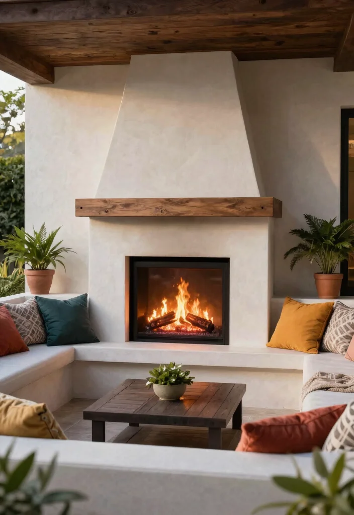 13 Safe Outdoor Electric Fireplace Ideas for Patios 5 13 Safe Outdoor Electric Fireplace Ideas for Patios 5. Electric Fireplaces with Built in Seating 0