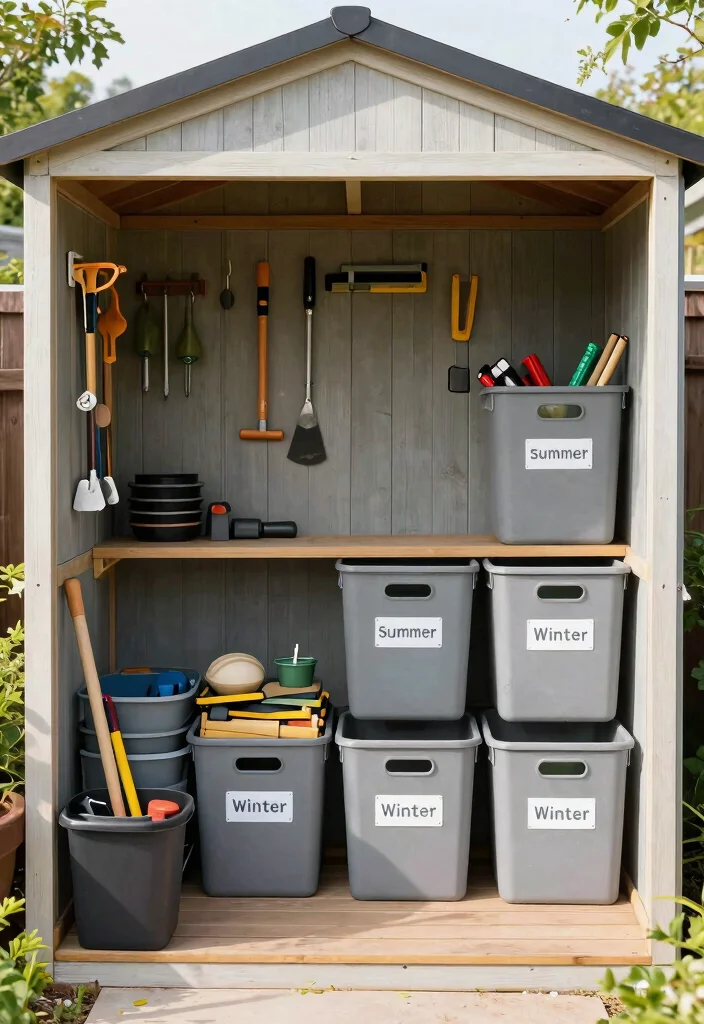 13 Ultimate Storage Shed Organization Ideas Must Try 12. Seasonal Rotation System 0