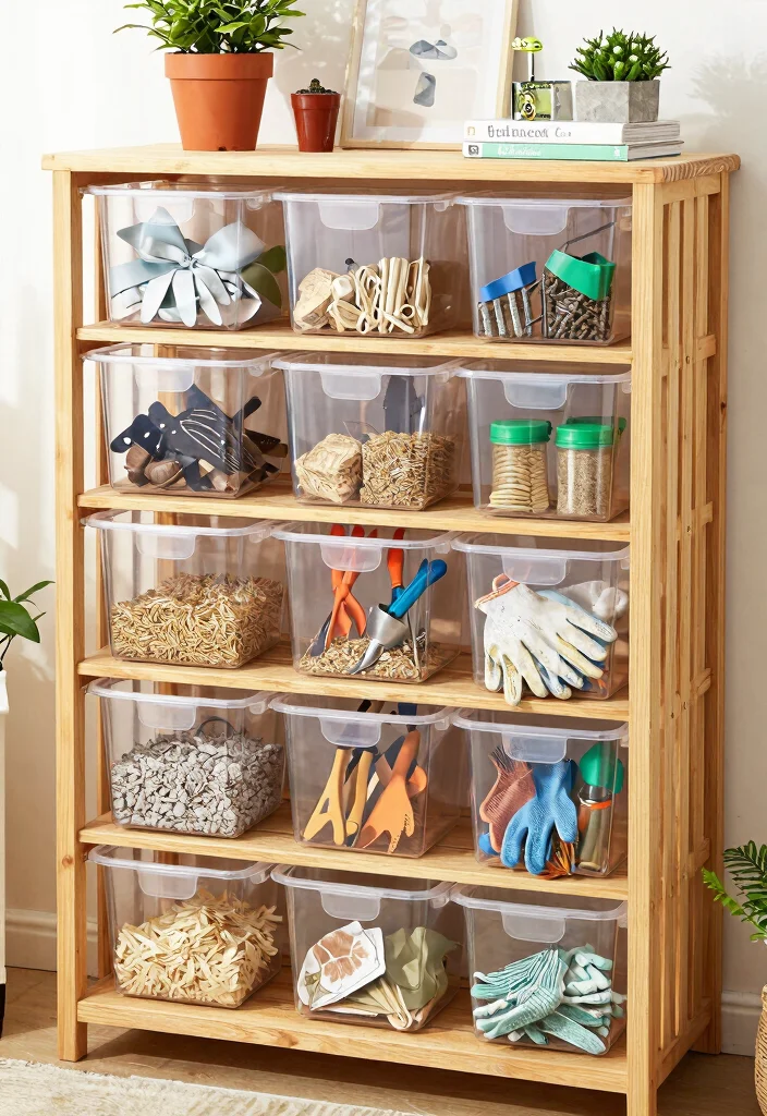 13 Ultimate Storage Shed Organization Ideas Must Try 5. Clear Storage Bins 0
