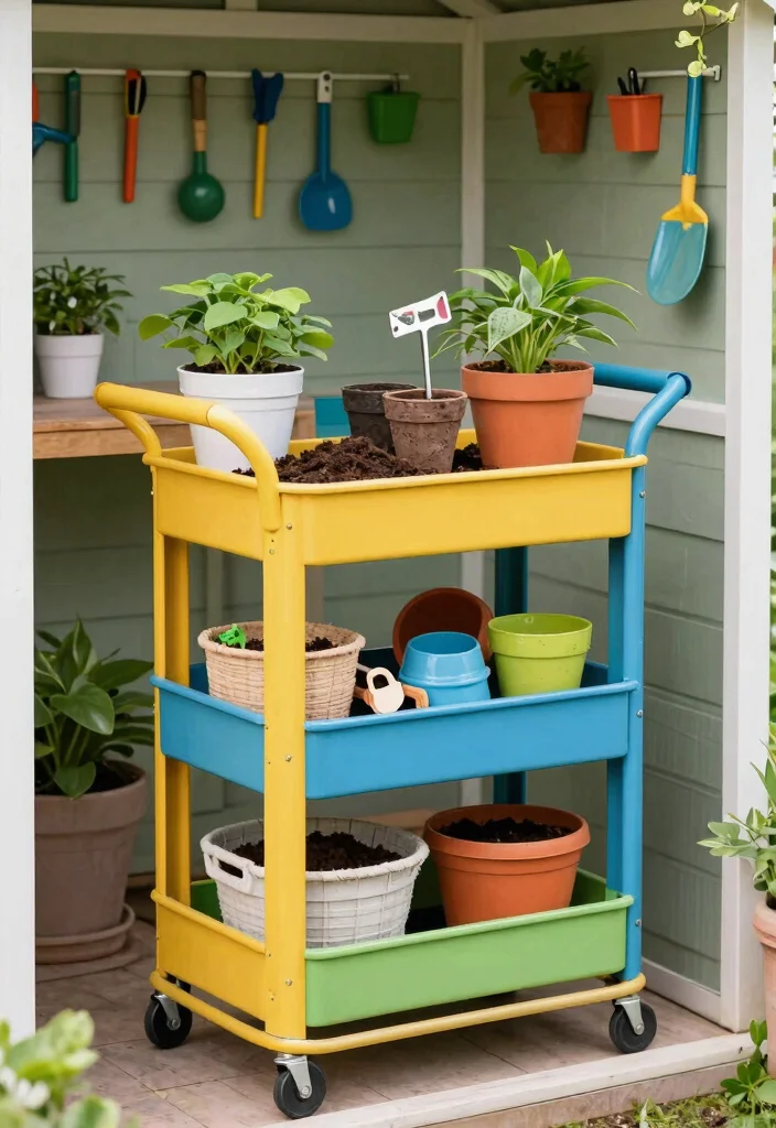 13 Ultimate Storage Shed Organization Ideas Must Try 7. Rolling Carts 0