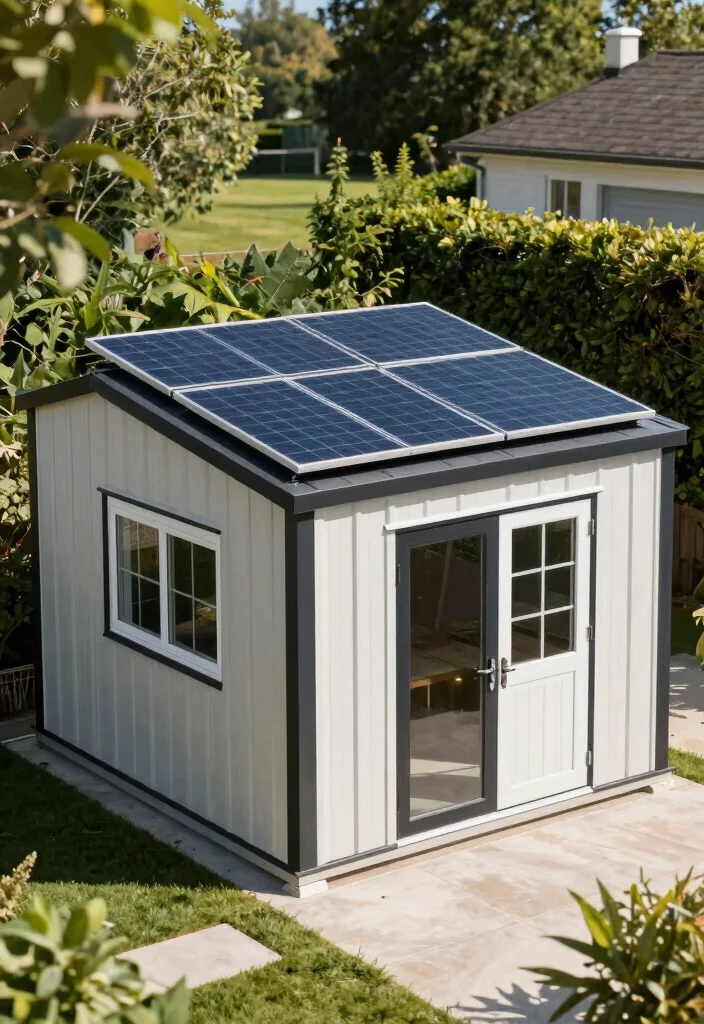15 Beautiful Backyard Storage Shed Concepts for Your Yard 11. Solar Powered Shed 0