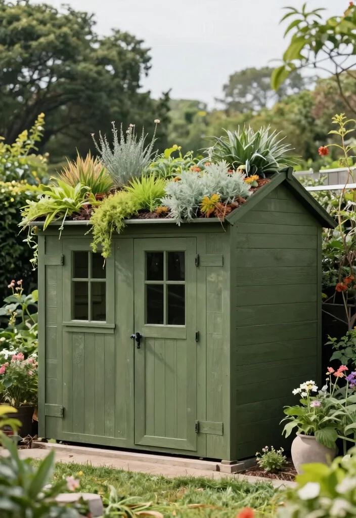15 Beautiful Backyard Storage Shed Concepts for Your Yard 9. Shed with a Green Roof 0