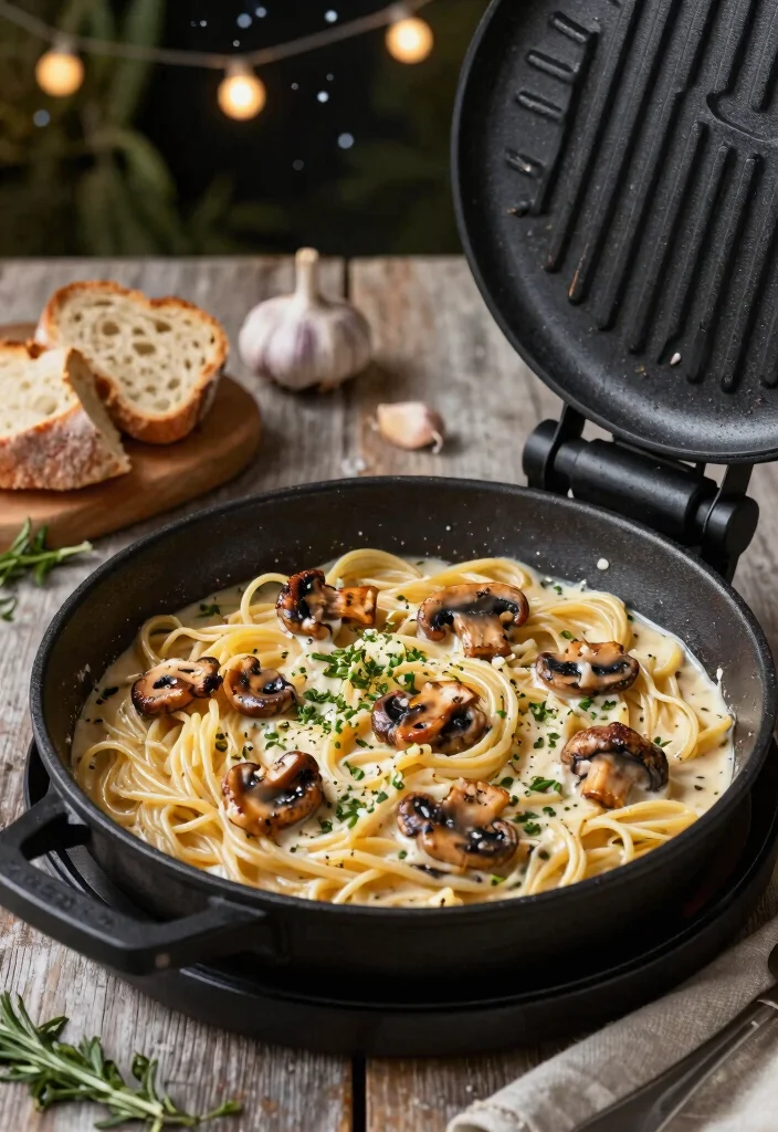 15 Best Dinner Ideas for Blackstone Griddle Cooking 10. Creamy Garlic Mushroom Pasta 0