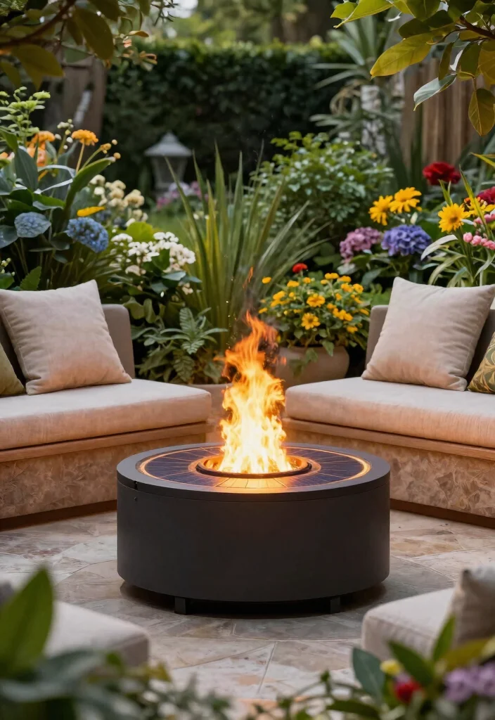 15 Contemporary Outdoor Fireplace Designs for Eco Friendly Gardens Cozy Vibe 14. Solar Powered Fire Feature 0