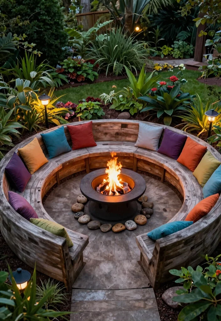 15 Contemporary Outdoor Fireplace Designs for Eco Friendly Gardens Cozy Vibe 4. Circular Fire Pit with Seating 0