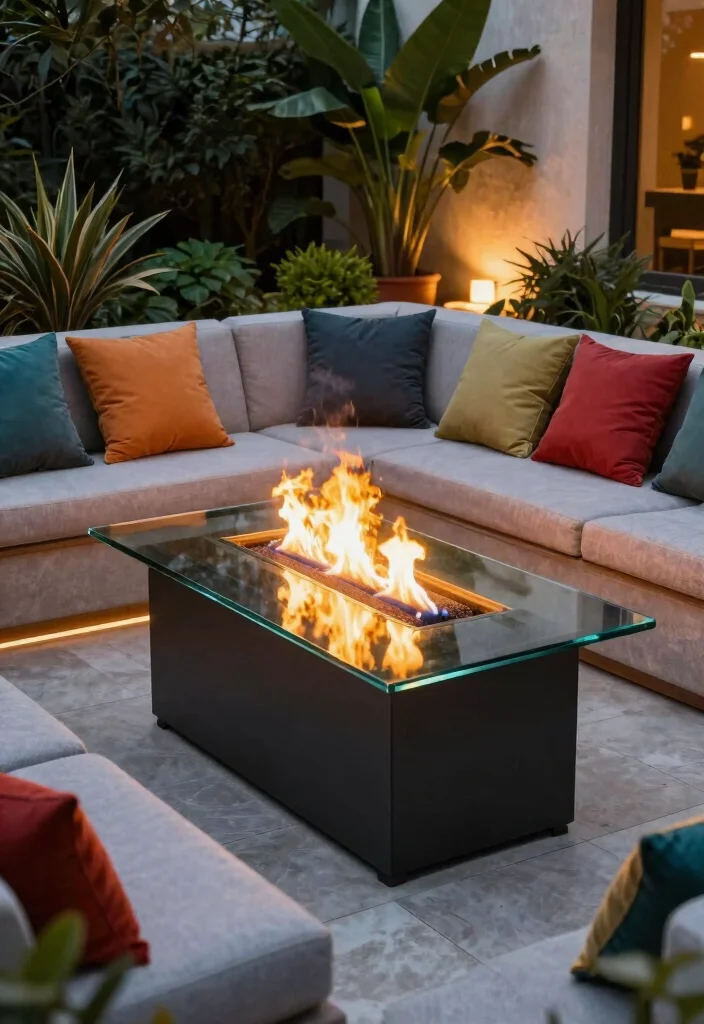15 Contemporary Outdoor Fireplace Designs for Eco Friendly Gardens Cozy Vibe 5. Modern Glass Fire Table 0