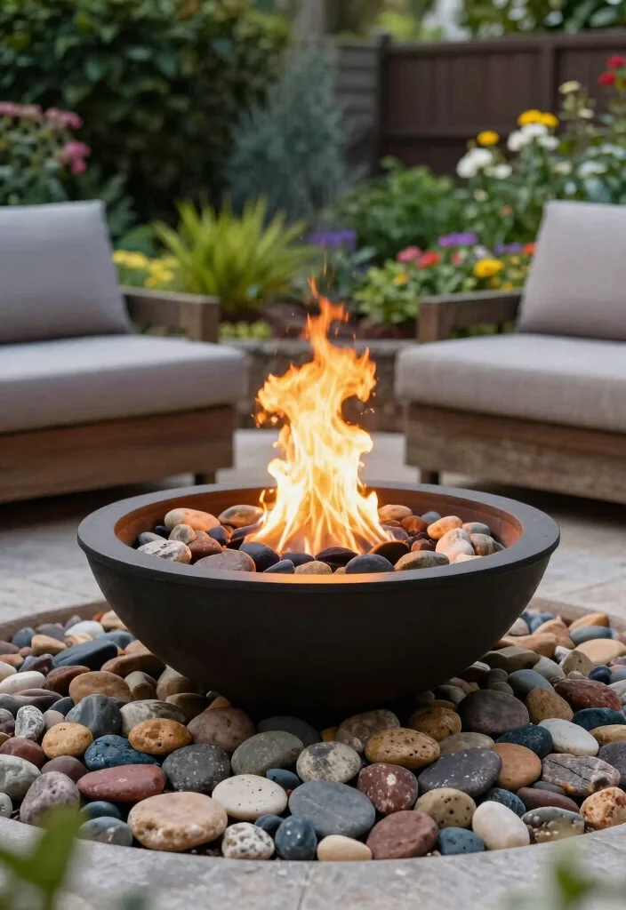 15 Contemporary Outdoor Fireplace Designs for Eco Friendly Gardens Cozy Vibe 8. Fire Bowl on a Bed of Stones 0