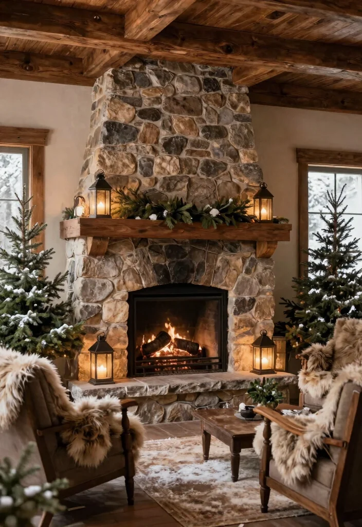 15 Cozy Covered Outdoor Fireplace Ideas for Winter 1. Rustic Stone Fireplace with Wooden Beams 0