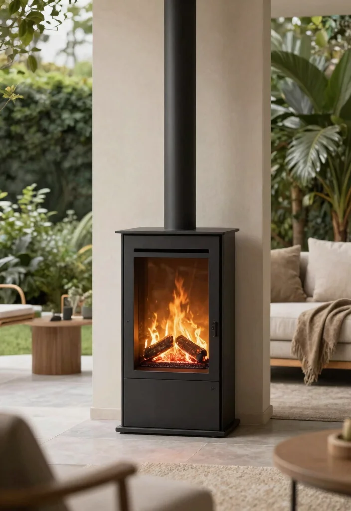 15 Cozy Covered Outdoor Fireplace Ideas for Winter 11. Eco Friendly Fireplace with Bioethanol Fuel 0