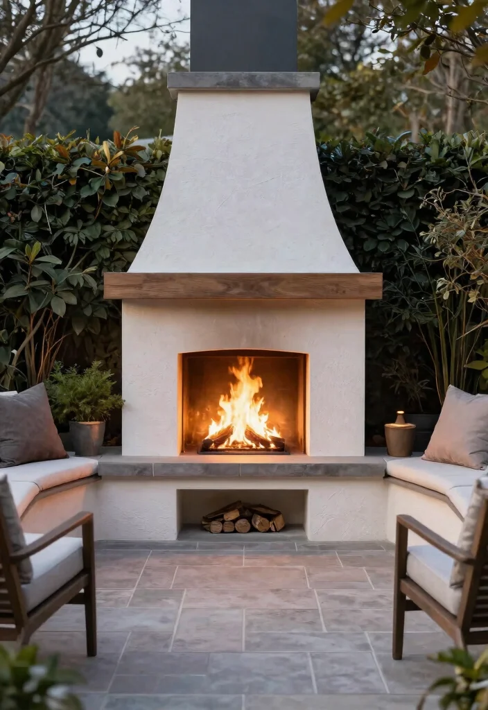 15 Cozy Covered Outdoor Fireplace Ideas for Winter 14. Double Sided Fireplace for Versatile Use 0