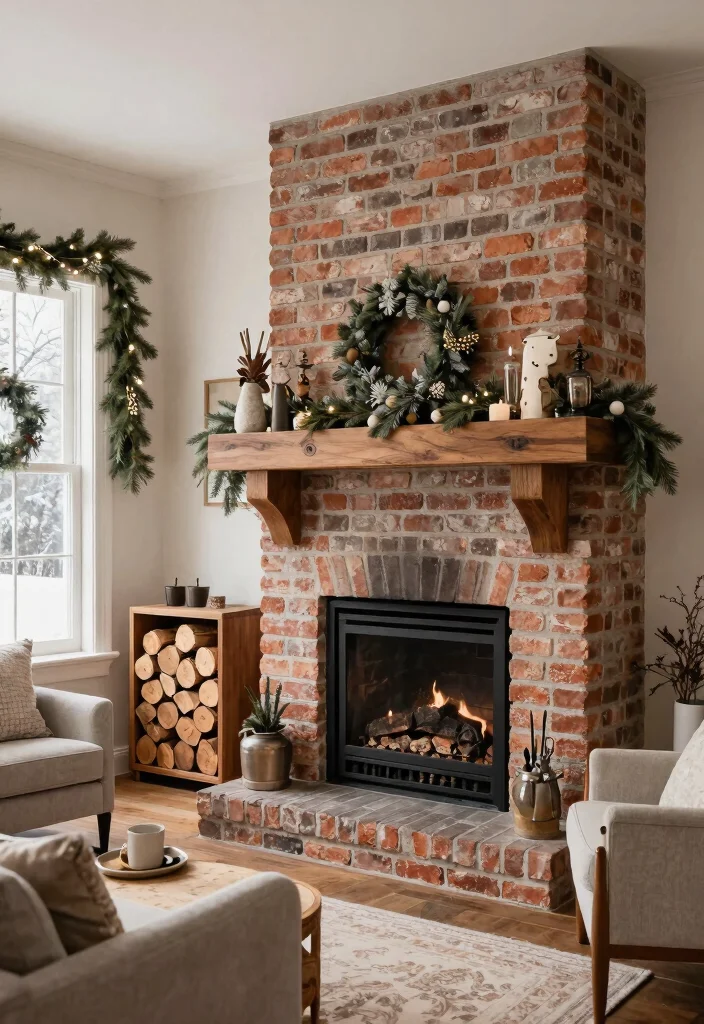 15 Cozy Covered Outdoor Fireplace Ideas for Winter 3. Traditional Brick Fireplace with Custom Mantle 0