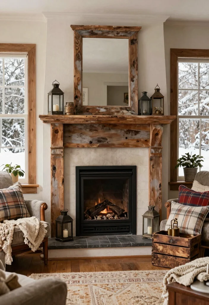 15 Cozy Covered Outdoor Fireplace Ideas for Winter 5. Farmhouse Style Fireplace with Vintage Touches 0