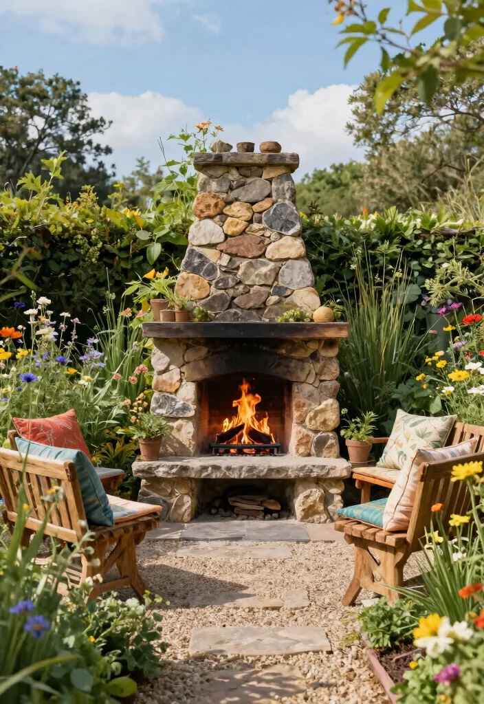 15 Lush Outdoor Fireplace Landscape Ideas for Your Eco-Friendly Sanctuary 1 15 Lush Outdoor Fireplace Landscape Ideas for Your Eco Friendly Sanctuary 1. Rustic Stone Hearth 0
