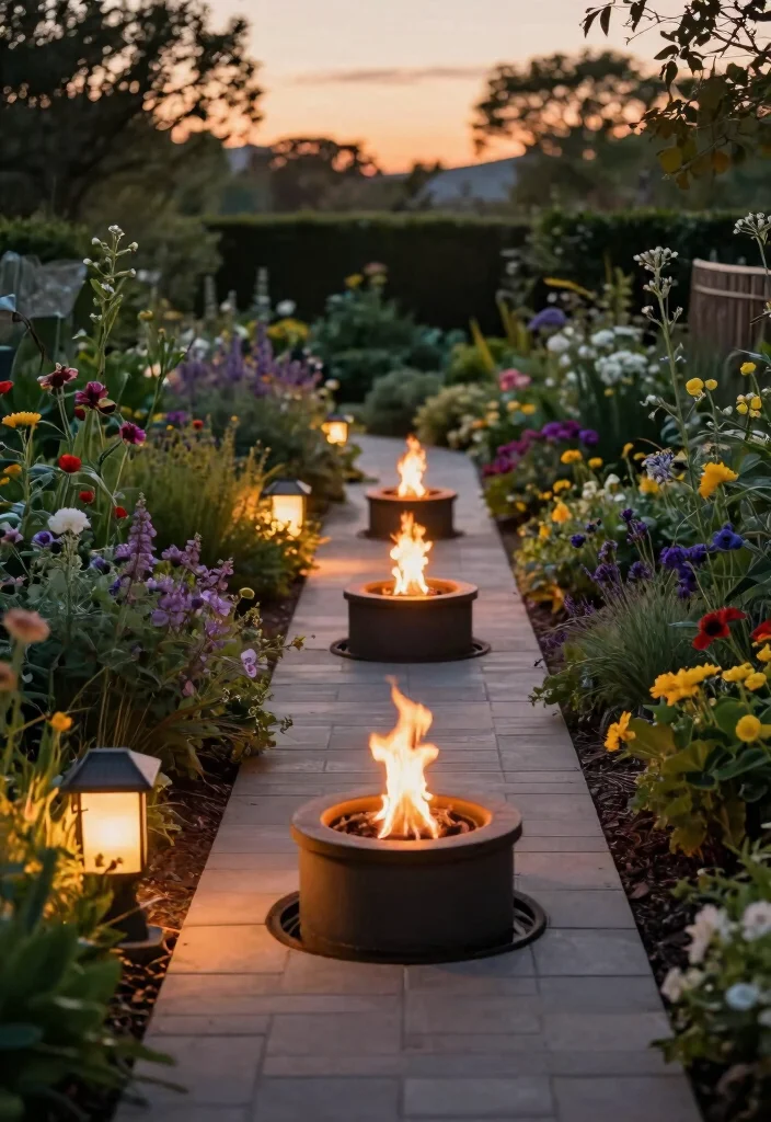 15 Lush Outdoor Fireplace Landscape Ideas for Your Eco-Friendly Sanctuary 30 15 Lush Outdoor Fireplace Landscape Ideas for Your Eco Friendly Sanctuary 10. Garden Pathway with Embedded Fire Pits 0