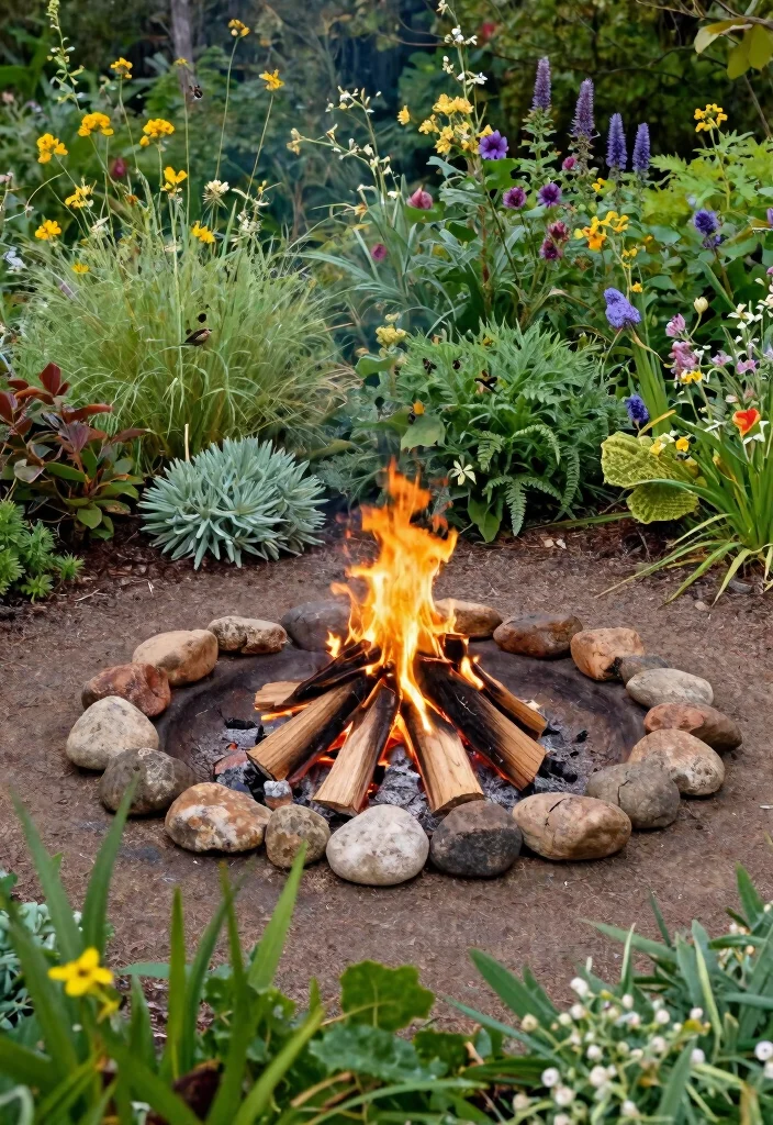 15 Lush Outdoor Fireplace Landscape Ideas for Your Eco-Friendly Sanctuary 33 15 Lush Outdoor Fireplace Landscape Ideas for Your Eco Friendly Sanctuary 13. Fire Circle with Native Plants 0