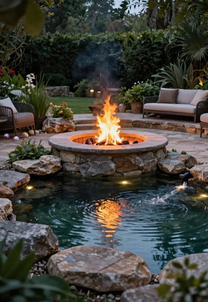 15 Lush Outdoor Fireplace Landscape Ideas for Your Eco-Friendly Sanctuary 24 15 Lush Outdoor Fireplace Landscape Ideas for Your Eco Friendly Sanctuary 4. Fire Feature with Water Element 0