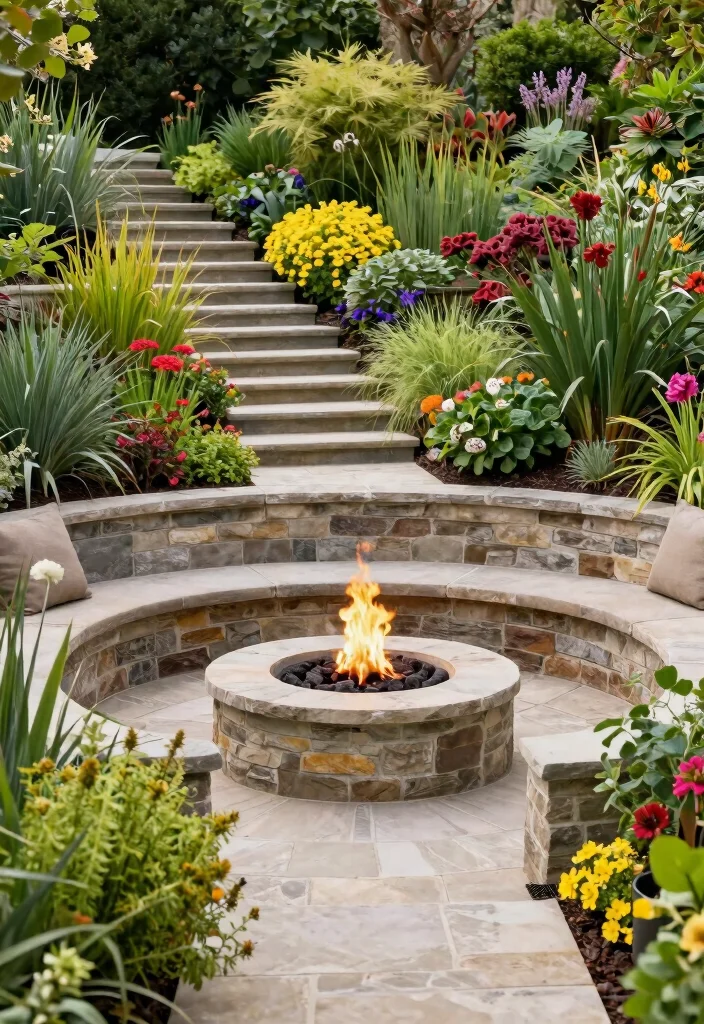 15 Lush Outdoor Fireplace Landscape Ideas for Your Eco-Friendly Sanctuary 28 15 Lush Outdoor Fireplace Landscape Ideas for Your Eco Friendly Sanctuary 8. Terraced Gardens with Fire Feature 0