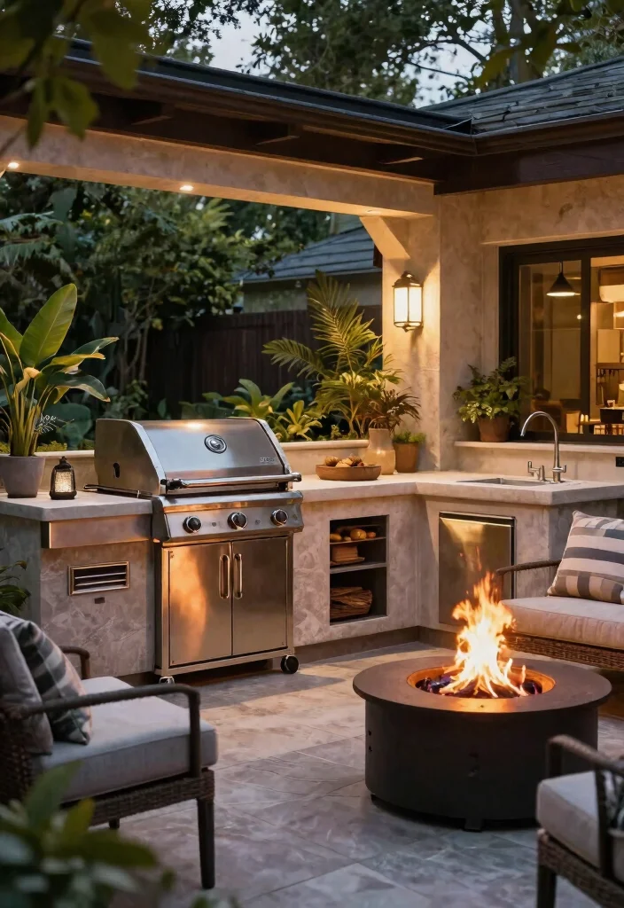 15 Modern Gas Grill Ideas Design for Your Outdoor Kitchen 13. Fire Features for Cozy Cooking 0