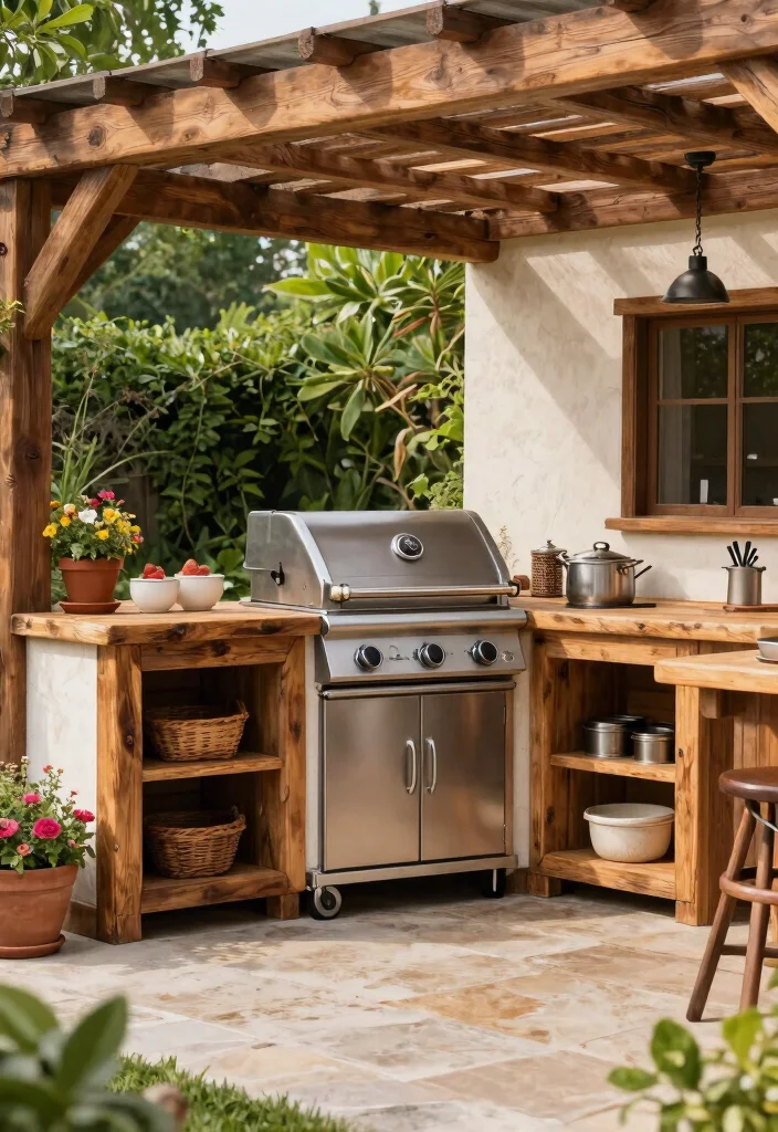 15 Modern Gas Grill Ideas Design for Your Outdoor Kitchen 4. Rustic Charm with Wooden Accents 0