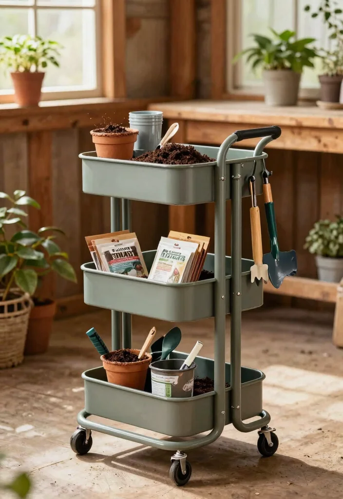 15 Practical Inside Shed Ideas Storage Pro Tips for Your Vertical Gardening Shed 5. Rolling Storage Carts 0