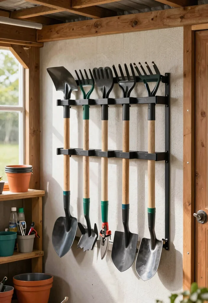 15 Practical Inside Shed Ideas Storage Pro Tips for Your Vertical Gardening Shed 7. Gardening Tool Rack 0