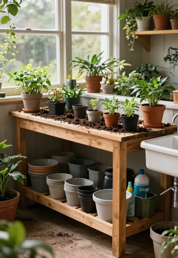 15 Practical Inside Shed Ideas Storage Pro Tips for Your Vertical Gardening Shed 8. Potting Station 0