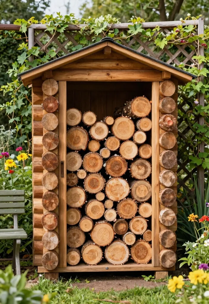 15 Rustic Log Shed Ideas Firewood Storage Solutions 3. Vertical Log Storage 0