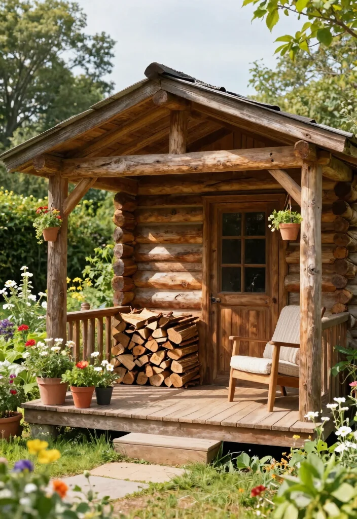 15 Rustic Log Shed Ideas Firewood Storage Solutions 5. Shed with a Porch 0