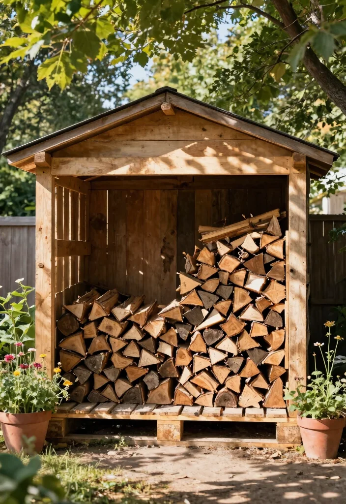 15 Rustic Log Shed Ideas Firewood Storage Solutions 7. Rustic Pallet Shed 0