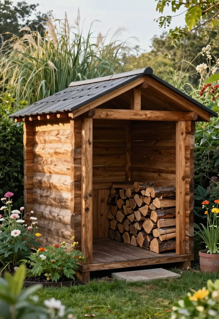 15 Rustic Log Shed Ideas Firewood Storage Solutions 9. Corner Log Shed 0