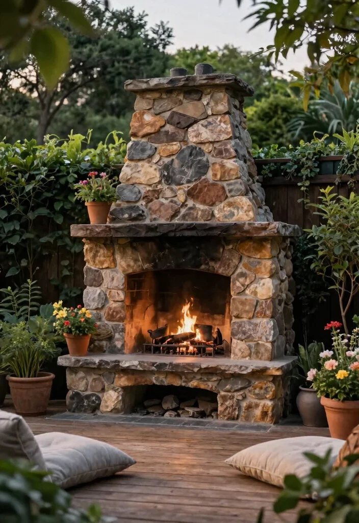 15 Rustic Outdoor Stone Fireplace Ideas Dreamy 1. Classic Fieldstone Fireplace 0