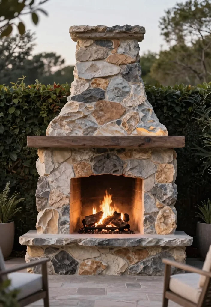 15 Rustic Outdoor Stone Fireplace Ideas Dreamy 14. Sculptural Stone Fireplace 0