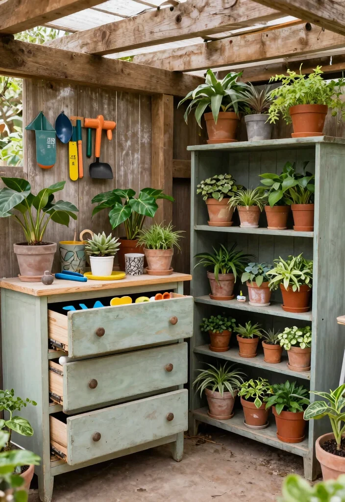 15 Smart Garden Shed Storage Ideas for Plant Lovers 3 15 Smart Garden Shed Storage Ideas for Plant Lovers 3. Repurposed Furniture 0